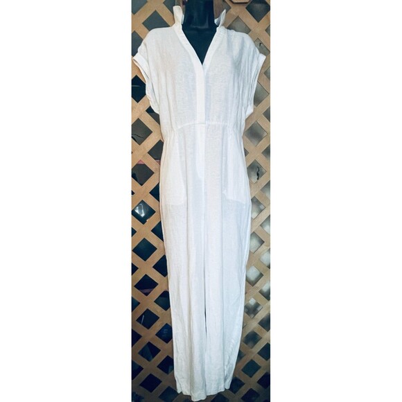 BODEN Catriona White 100% Linen Sleeveless Jumpsuit with Pockets Women's 10R - Picture 1 of 11